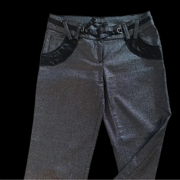 Y2K Metallic Silver Shimmer Pants – Low Rise Statement Trouser - Picture 6 of 15